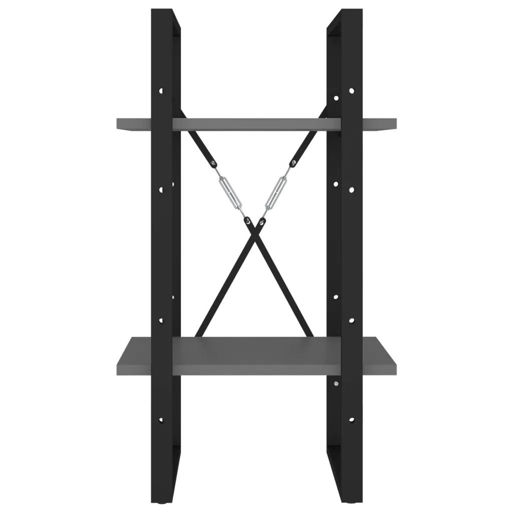 Libreria a 2 Ripiani-Scaffale per Libri-Mobile di Stoccaggio Grigia 40x30x70 cm in Legno Multistrato