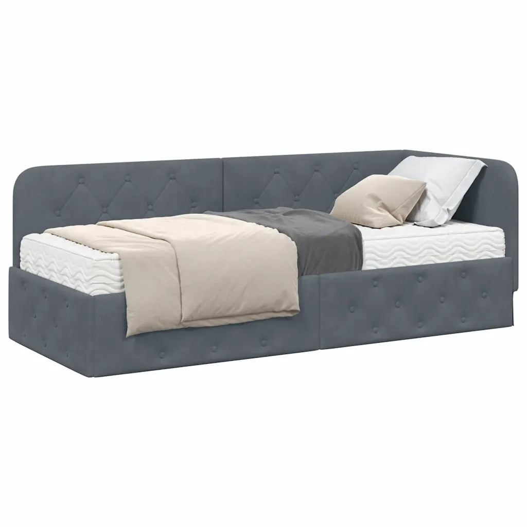 Cornice del letto ad angolo Grigio scuro 80 x 200 cm Velluto 3394063