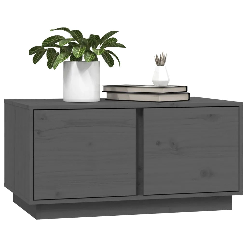 Tavolino da Salotto Grigio 80x50x40 cm Legno Massello di Pino 814421
