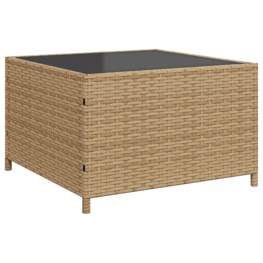 Divano da Giardino con Tavolo e Cuscini a L Beige in Polyrattan 369043