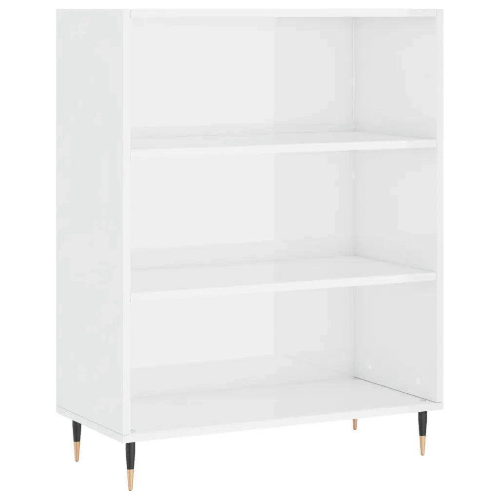 Libreria Bianco Lucido 69,5x32,5x90 cm in Legno Multistrato 828342
