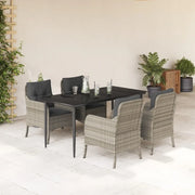 Set Pranzo da Giardino 5pz con Cuscini Grigio Chiaro Polyrattan 3211993