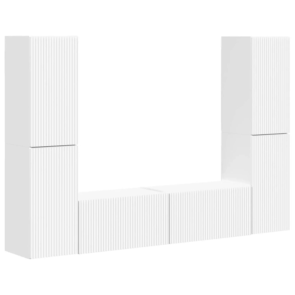 Set mobile TV 6 pcs Bianco Legno multistrato