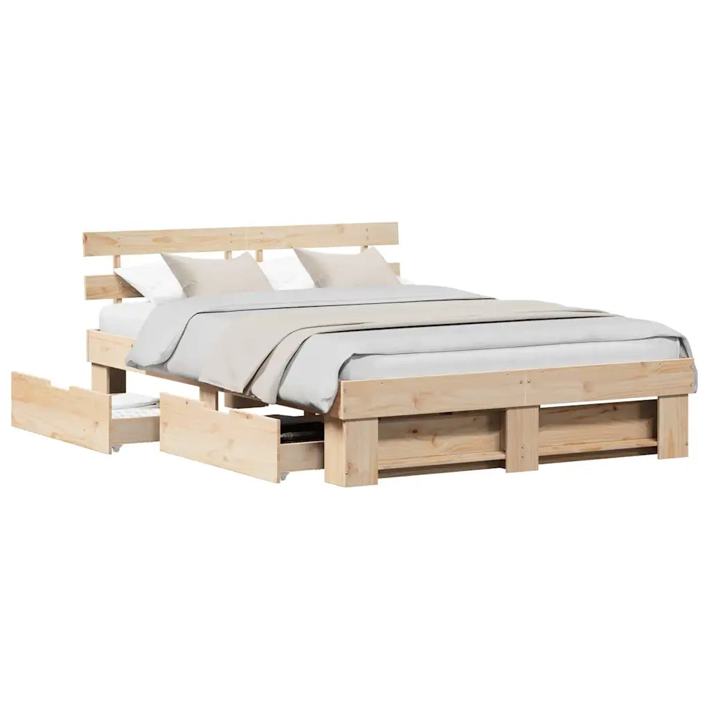 vidaXL Struttura del letto Marrone 150 x 200 cm Legno di pino massello