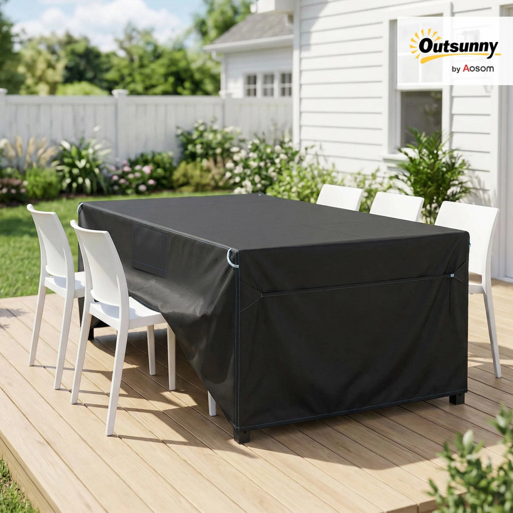 Copertura per Mobili da Giardino Impermeabile Antivento Anti-UV ¨C zephmum ¨C Nero 180x120x74cm
