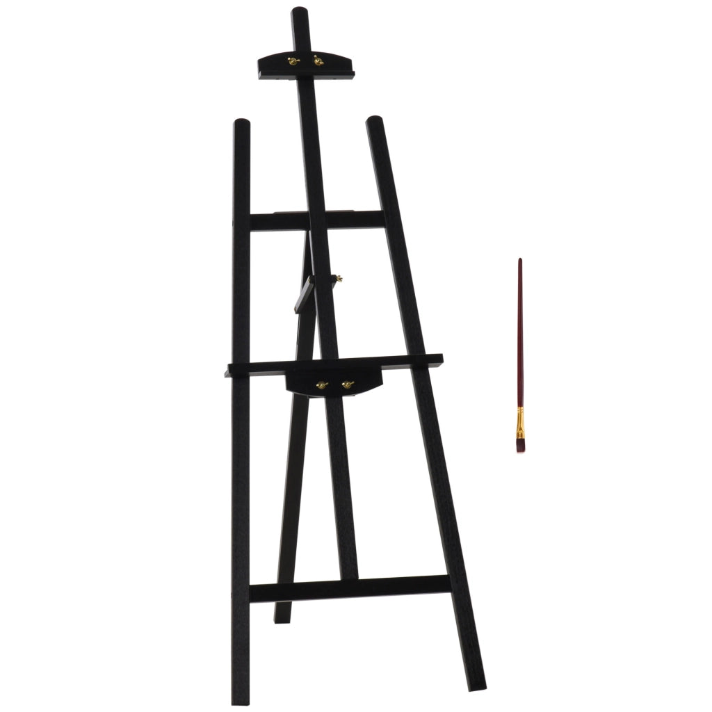 Cavalletto per Dipingere ¨C zephmum ¨C Legno di Pino Regolabile, Pieghevole, Nero, 135 cm