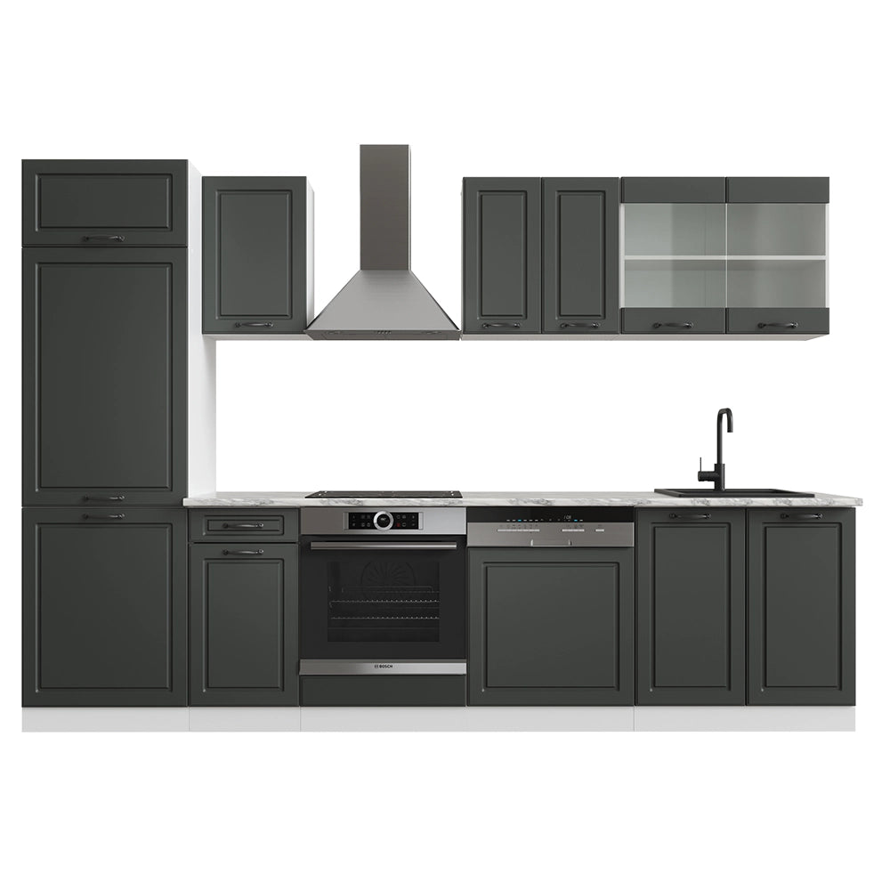 Vicco Cucina componibile Antracite casa di campagna/bianco 300 cm senza piano di lavoro