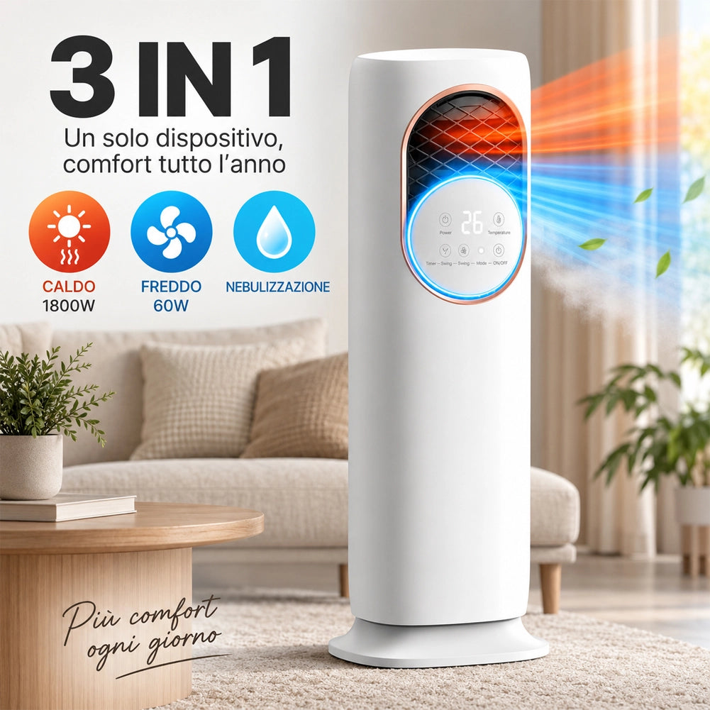 Raffrescatore Ventilatore Nebulizzatore Telecomando e Display LCD Tasti touch