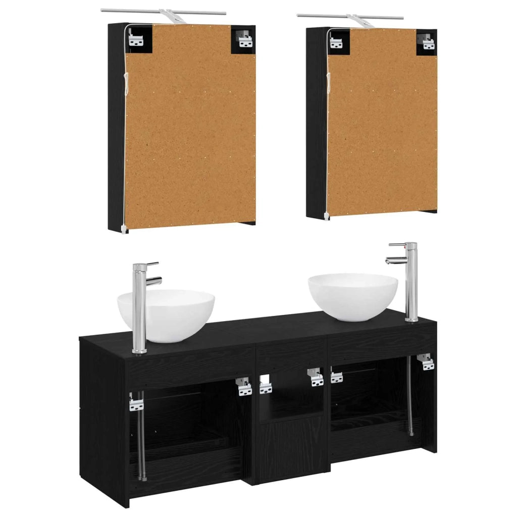 Set di mobili per il bagno 5 pcs Rovere Nero 3406712