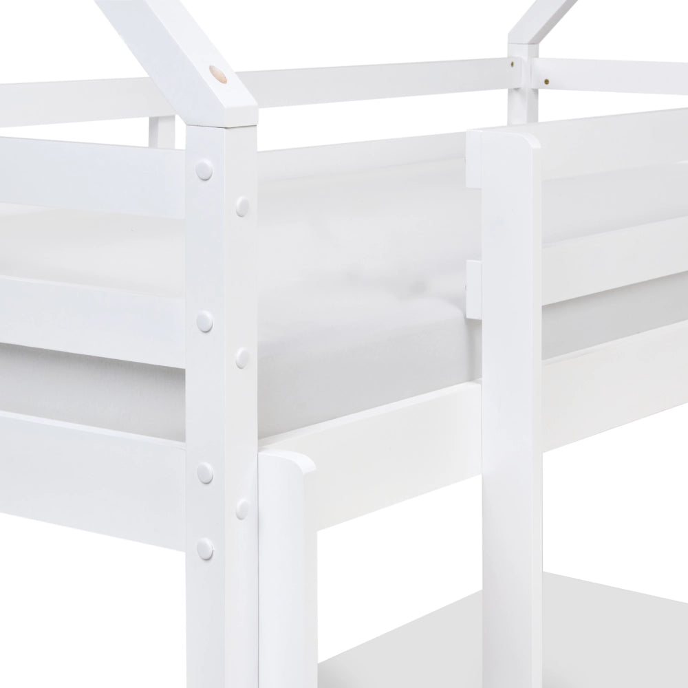 Letto a castello in legno di pino con cassetti bianchi 90 x 200 cm cameretta bambini
