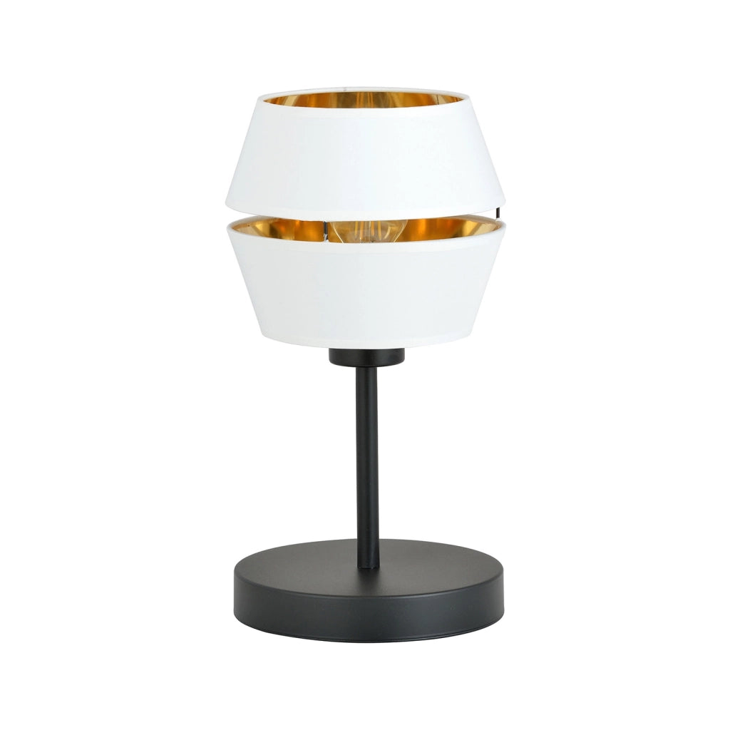 Lampada Da Tavolo Contemporanea 1 Luce Bellerofonte In Metallo Bianco E Oro