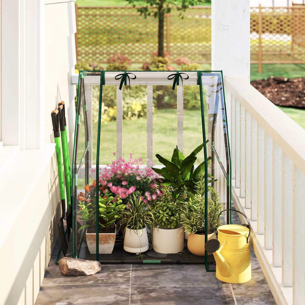 Serra da Giardino con Porta e Base Impermeabile ¨C Xylo ¨C Telaio Acciaio 90x90x105 cm Trasparente