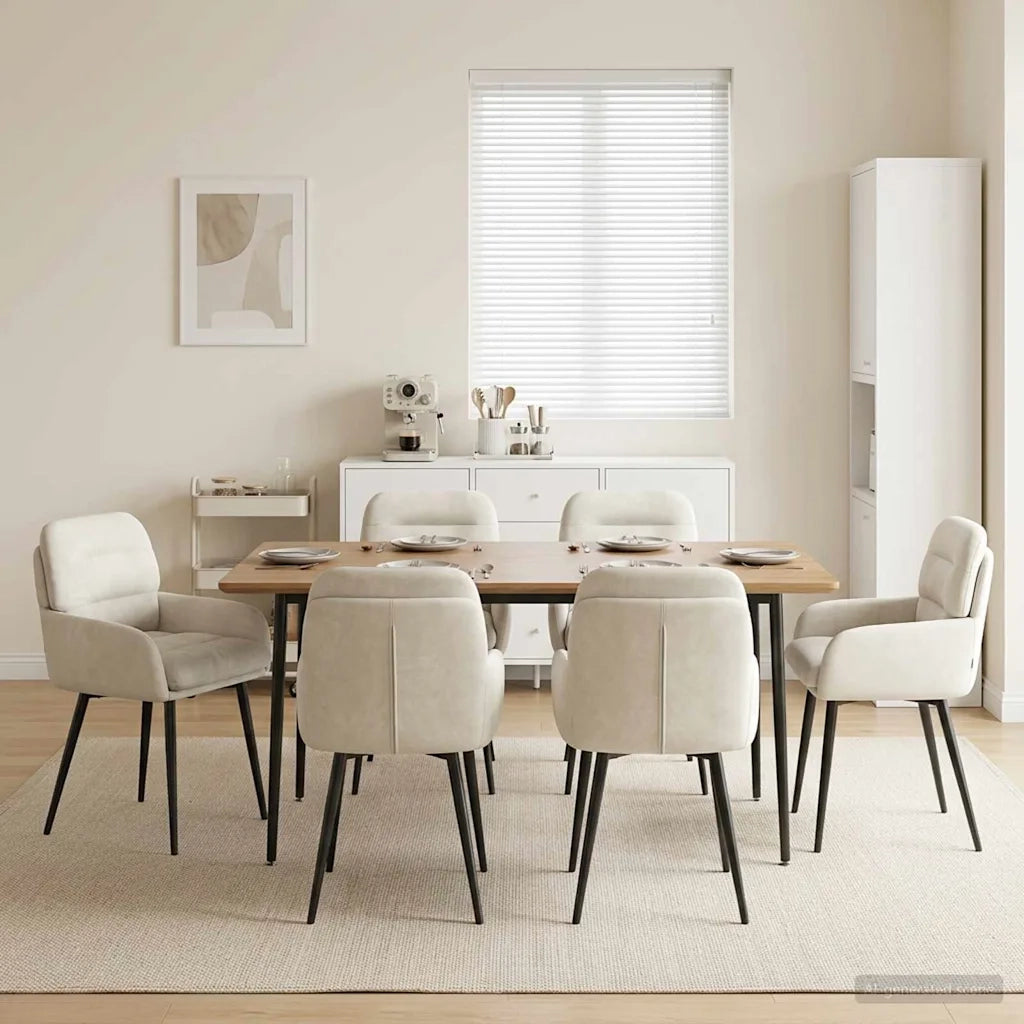 Sedie da pranzo 6 pz Velluto Crema 59 x 59,5 x 90 cm 3428253