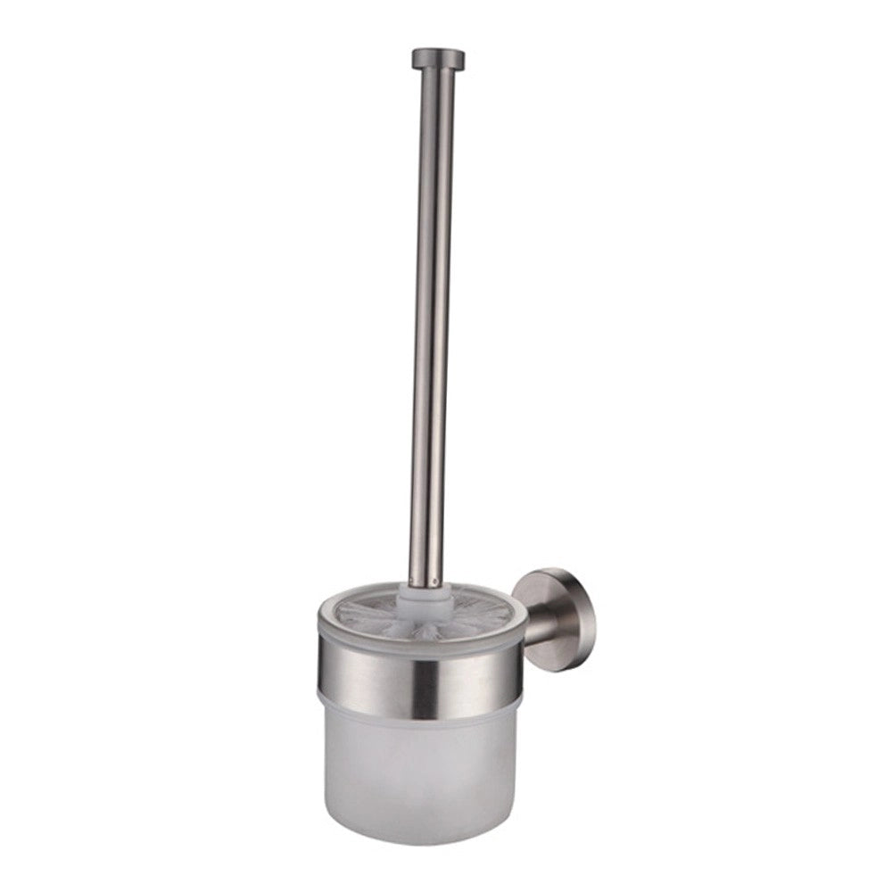 Porta scopino con bacinella in vetro satinato serie steel - fissaggio ad incollo o con viti