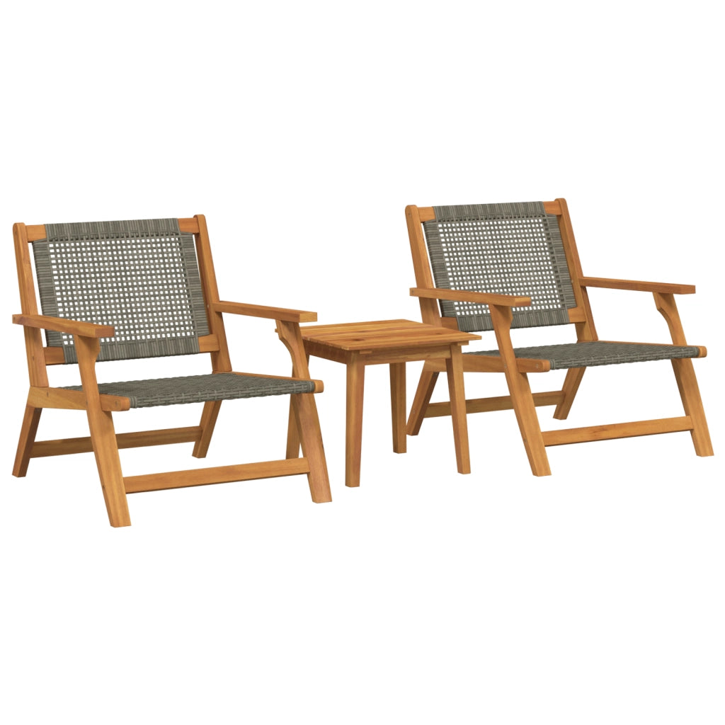 Set di Sedie da Giardino - 3 Pezzi in Legno Massello di Acacia Grigio
