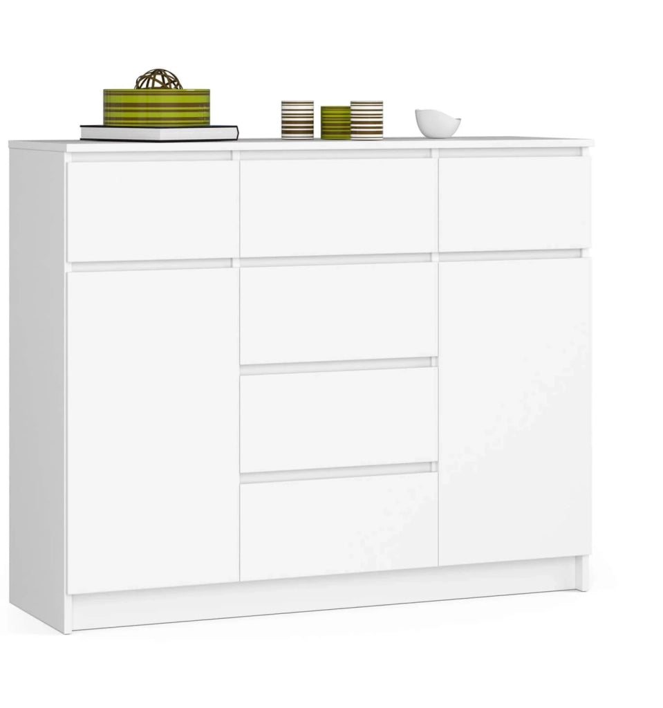 Cassettiera AKORD K017 Bianca 120 cm 2 ante 6 cassetti 120x40x99 cm