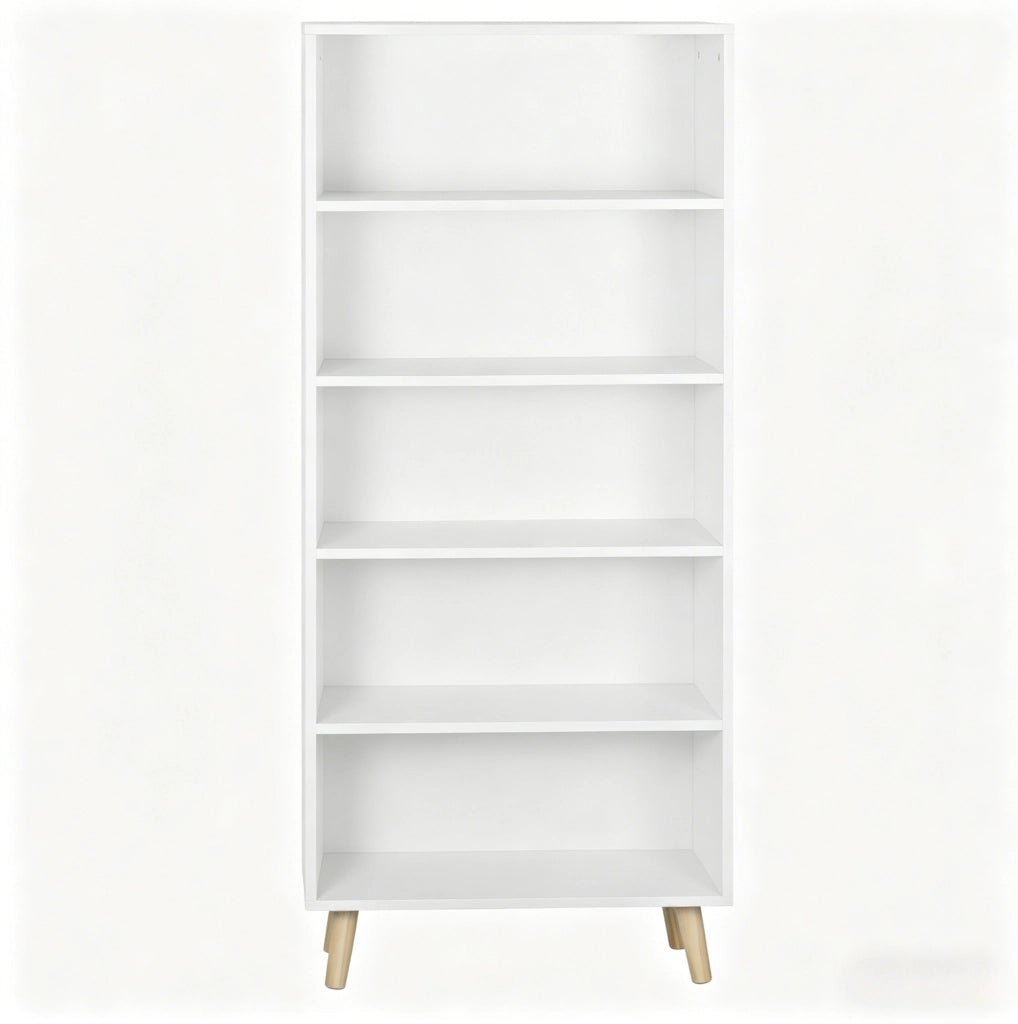 Libreria bianca a 5 vani 60x24x144 cm
