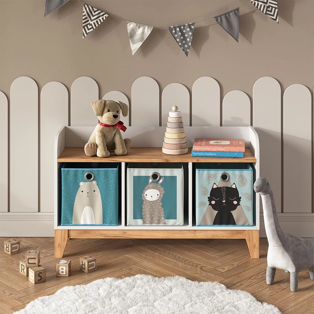 Panca per bambini Malia, Bianco/Artisan, 107.2 x 63.8 cm, adatto come seduta e superficie d’appoggio per bambini