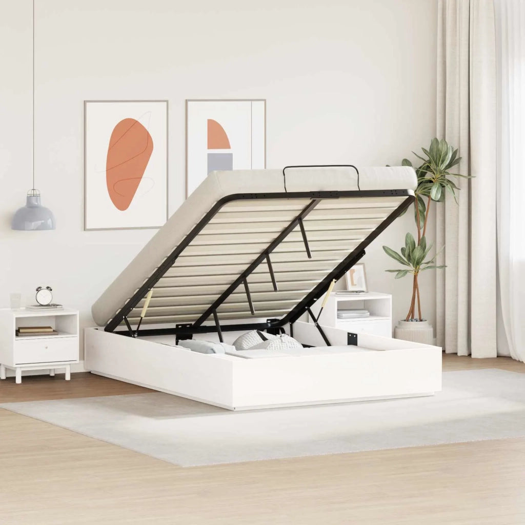 Letto ottomano Bianco 140 x 190 cm Legno di pino massiccio 3418745