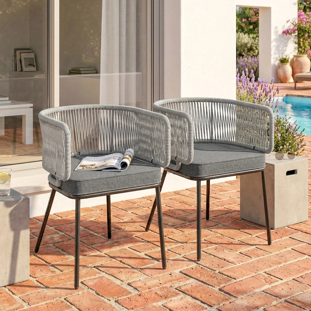 Poltrona da Giardino in Polyrattan con Cuscini ¨C Zephmum ¨C 46x58x72 cm Grigio Chiaro