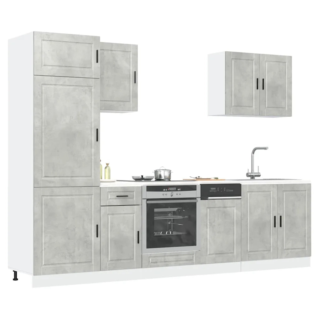 Set Mobili da Cucina 7 pz Porto Grigio Cemento in Truciolato 3314785