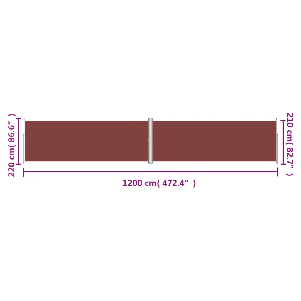 Tenda da Sole Laterale Retrattile-Tenda parasole per balcone per giardino Marrone 220x1200 cm 259303
