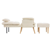 Poltrona relax con poggiapiedi e schienale reclinabile a 5 posizioni - in lino beige