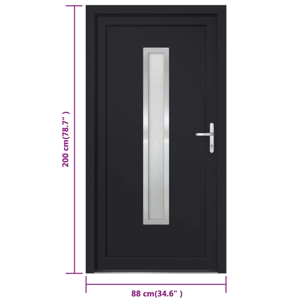 Porta Ingresso Antracite 88x200 cm in PVC 3187903
