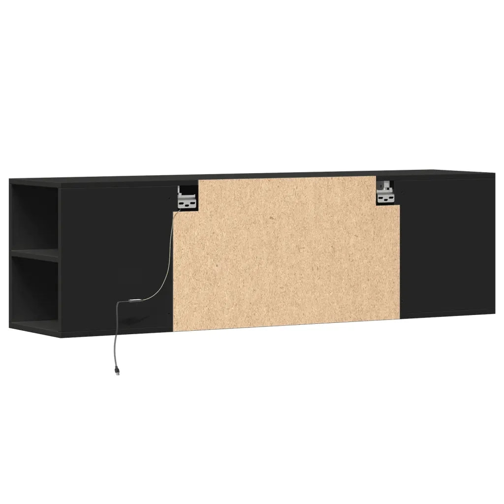 Mobile TV a Parete con Luci LED Nero 135x31x39,5 cm