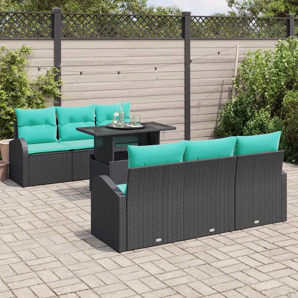 Set Divano da Giardino 7 pcs Nero Rattan in Polipropilene 3357309