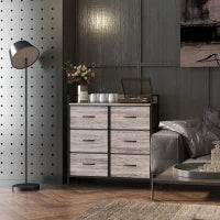 Cassettiera con 6 Cassetti Pieghevoli di Tessuto con Struttura in Acciaio Stile Industriale 79x29x85 cm Grigio
