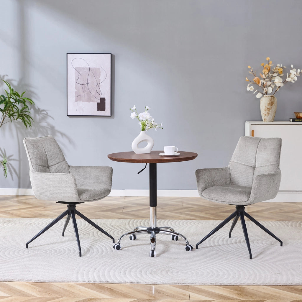SEDIA girevole 360° in tessuto grigio e metallo nero