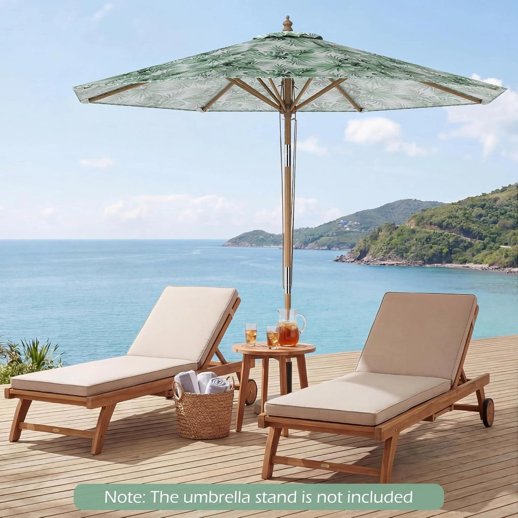 270 cm Ombrellone Terrazza Esterna Ombrellone Rotondo con Bastone in Legno Massello, Ombrellone da Giardino Inclinabile a 30° con 8 Aste, Parte Superiore Ventilata, per Balcone, Spiaggia