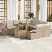 Set Divano da Giardino 9 pcs Beige Poly Rattan