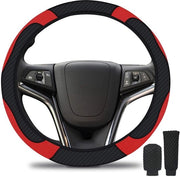 Copertura del volante di guida di alta qualità a microfibra - Copertura del volante - Copertura del cambio - Copertura del freno manuale - Copertura adattabile - Antiscivolo - Dimensione universale