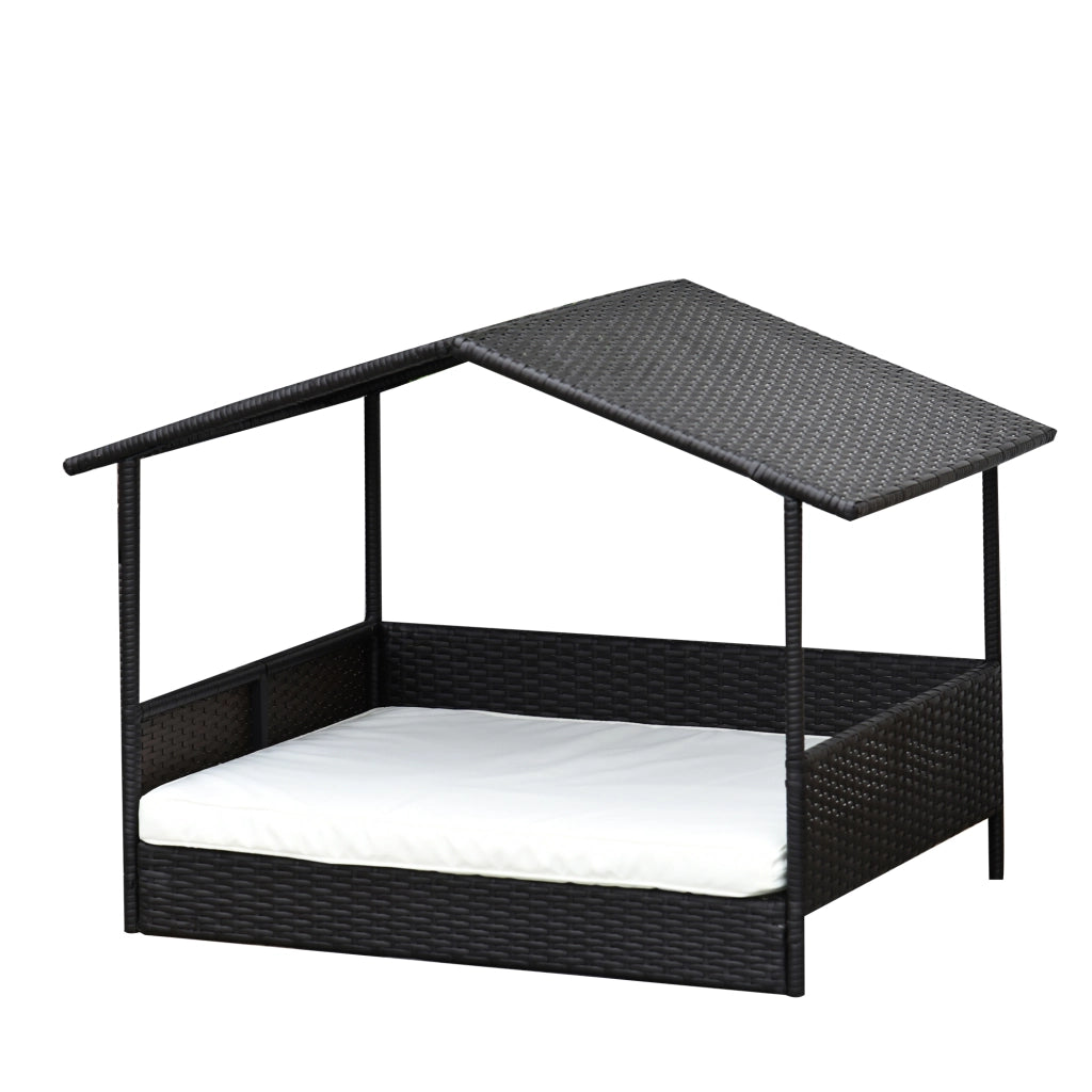Cuccia per Cani in Rattan con Cuscino ¨C Zephmum ¨C 69x98x70 cm Marrone