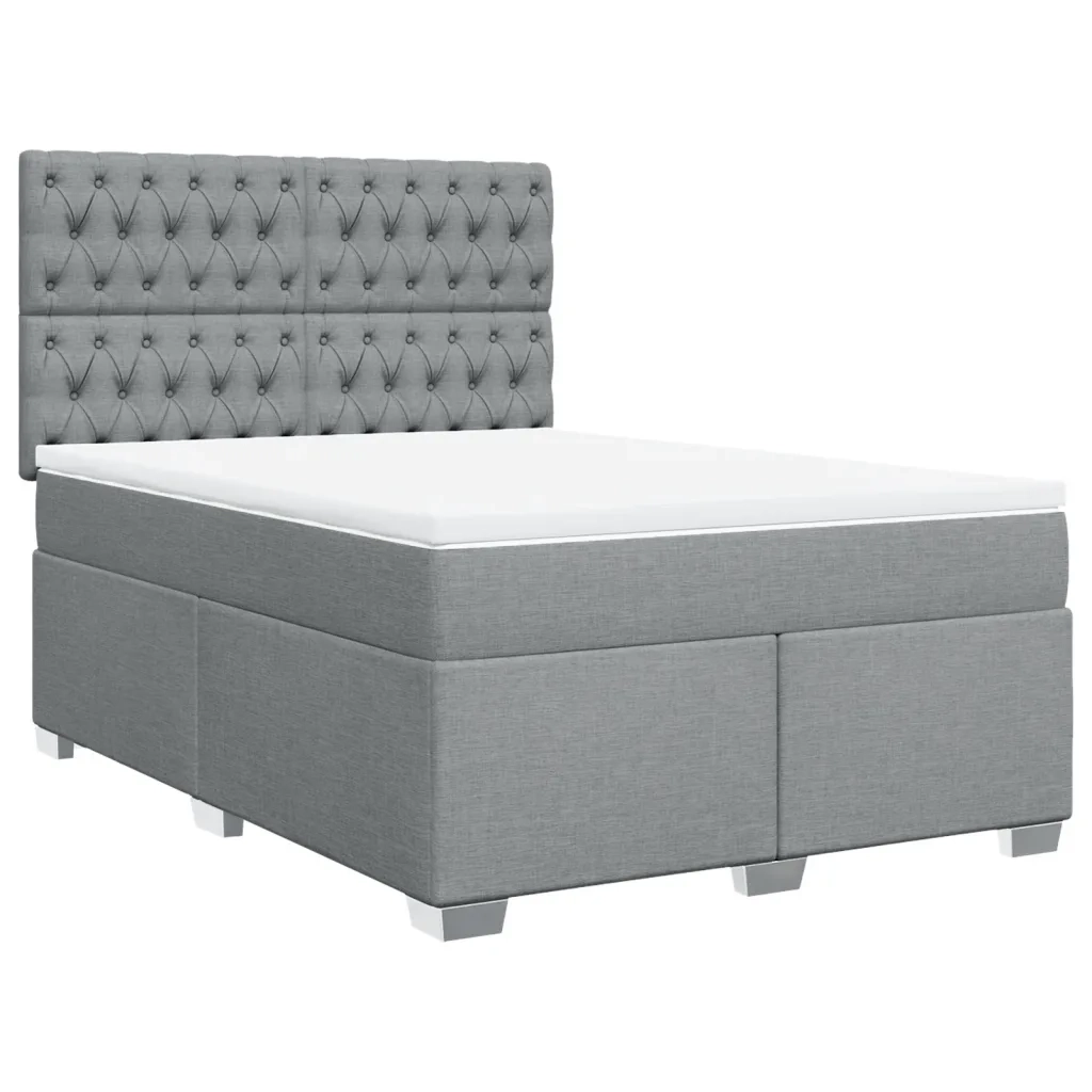 Giroletto a Molle con Materasso Grigio Chiaro 140x200cm Tessuto