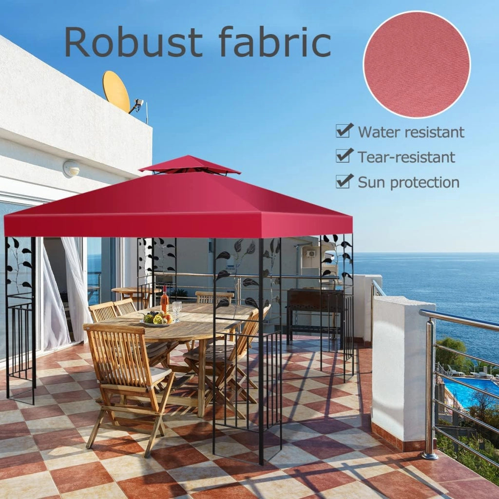 Tetto Gazebo di Ricambio per Gazebo, 3 x 3 m, per Giardino, Balcone, Spiaggia, Impermeabile, Doppio Tetto, Vinaccia