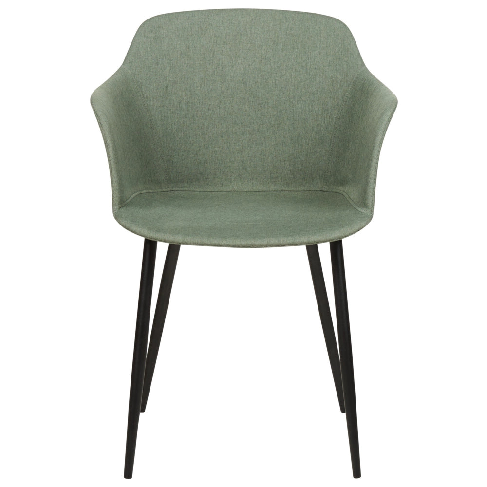 Set di 2 sedie da pranzo in tessuto verde scuro imbottito con gambe nere Stile retrò Mobili per il soggiorno
