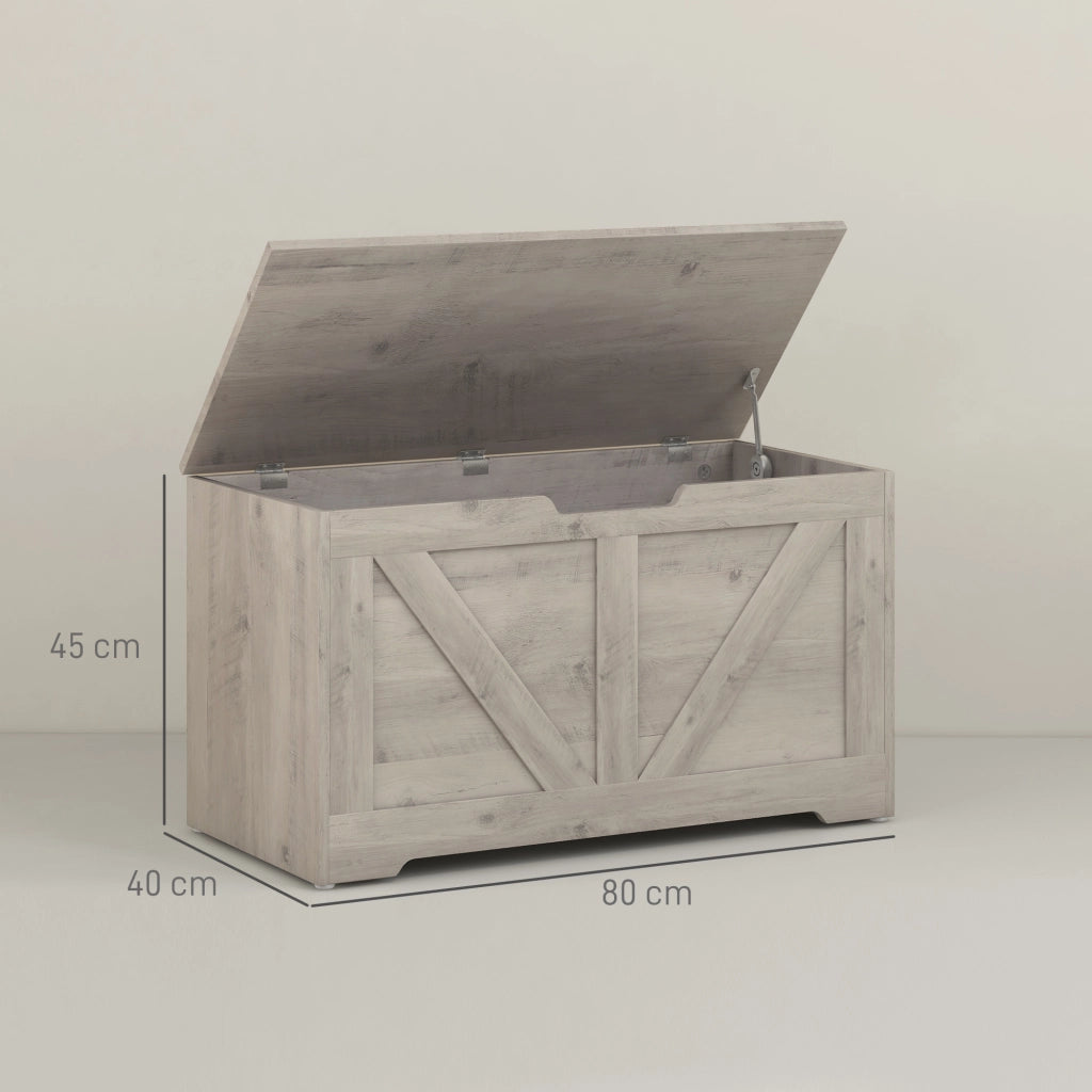 Coffre de Rangement Meuble d'Entrée Rustique 80x40x45cm Gris