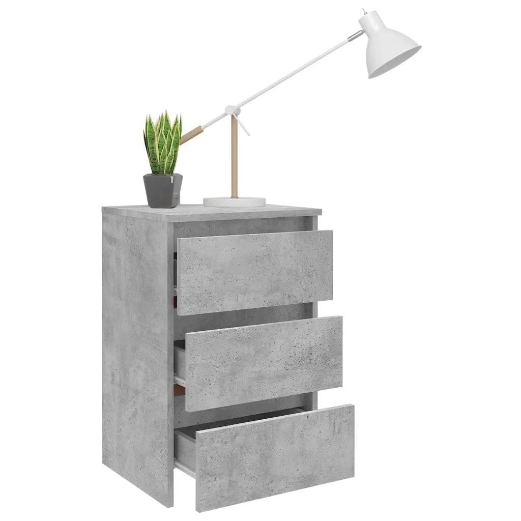 Comodino-Tavolino da notte Grigio Cemento 40x35x62,5 cm in Legno Multistrato