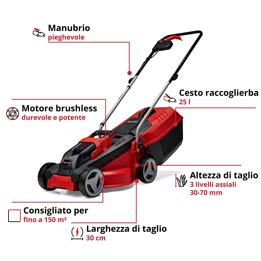 Rasaerba a Batteria 18 V 3AH Taglio 30 cm (gecm 18 30 Li) Einhell