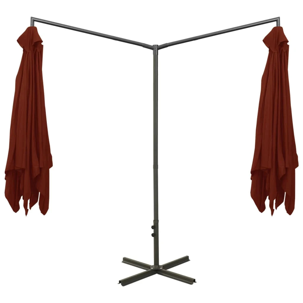 Ombrellone doppio con palo in acciaio terracotta 600 x 300 cm 02_0008436