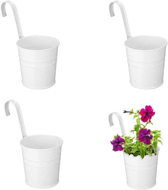 Piantina in ferro - vaso da fiori appeso - 4 pezzi - bianco