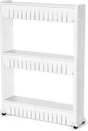 Carrello da cucina, compatto, carrello da cucina, carrello a tre livelli per bagno e cucina, carrello da cucina compatto e spaziale per l'organizzazione di accessori, 54,5 x 12,5 x 72