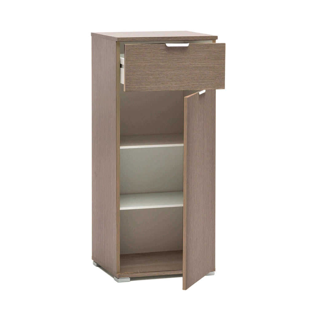 MOBILE ALTO CON ANTA E CASSETTO ROVERE GRIGIO 45 X 38 X H103 CM