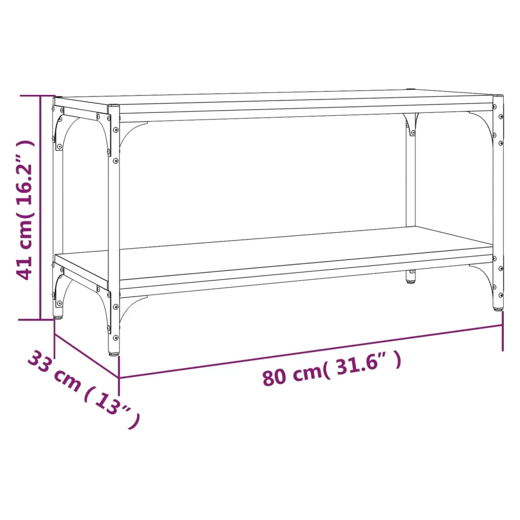 Mobile Porta TV Nero 80x33x41 cm in Legno Multistrato e Acciaio 819332