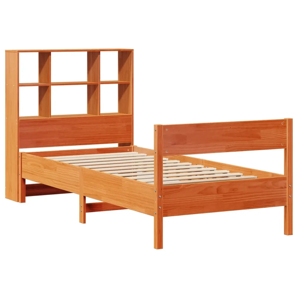 Letto Libreria senza Materasso Marrone Cera 75x190 cm in Pino 3323013