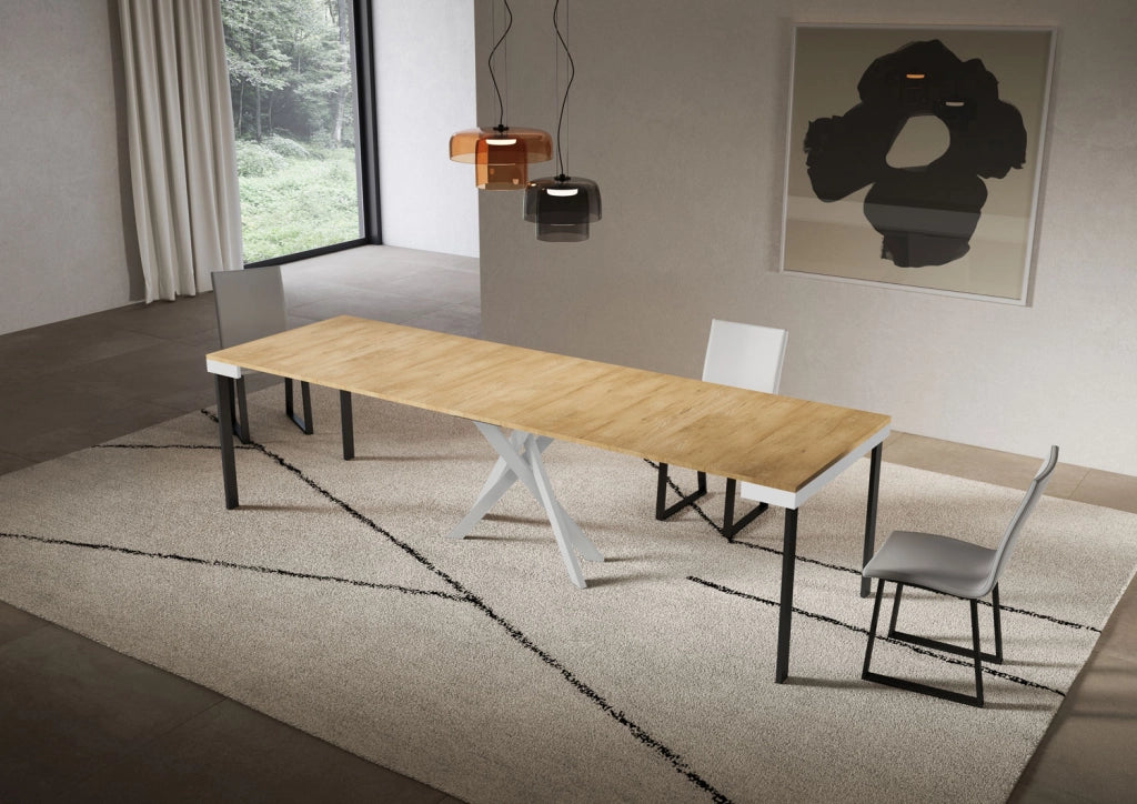 Consolle allungabile 90x40/300 cm Saki Evolution quercia natura telaio bianco