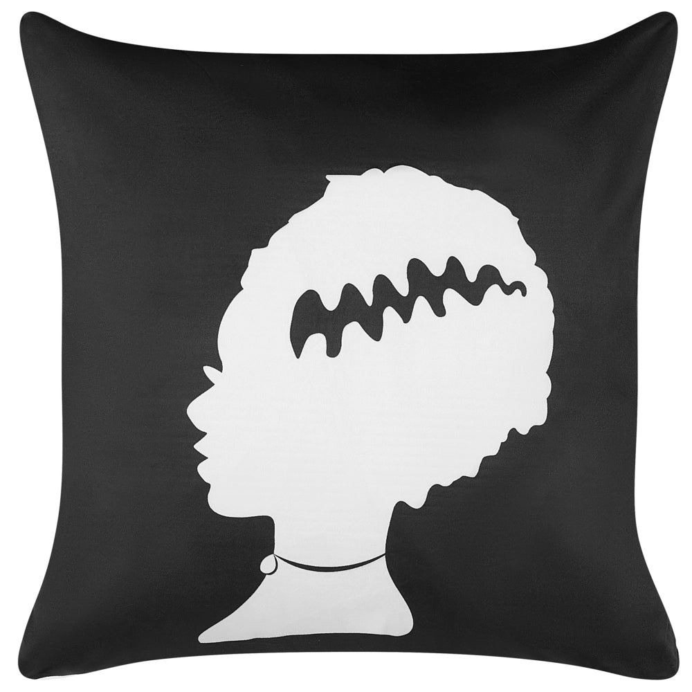 Set di 2 cuscini decorativi in velluto nero Frankenstein modello sposa 45 x 45 cm quadrati Halloween accessori decorazione